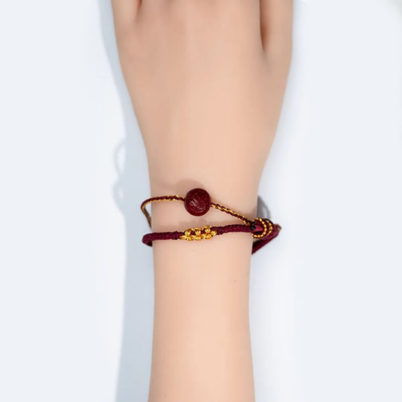 Bracelet de bénédiction tressé à huit brins en perles de cinabre et nœud en fleur de pêcher, Buddha Stones - image 5