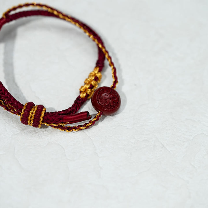 Bracelet de bénédiction tressé à huit brins en perles de cinabre et nœud en fleur de pêcher, Buddha Stones - image 10