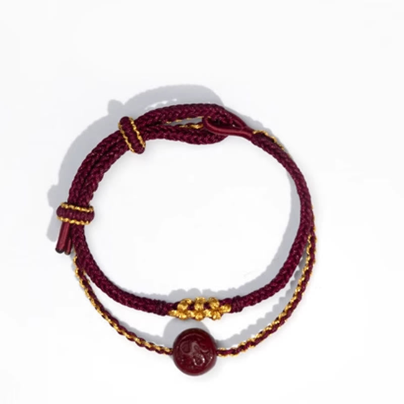 Bracelet de bénédiction tressé à huit brins en perles de cinabre et nœud en fleur de pêcher, Buddha Stones - image 9