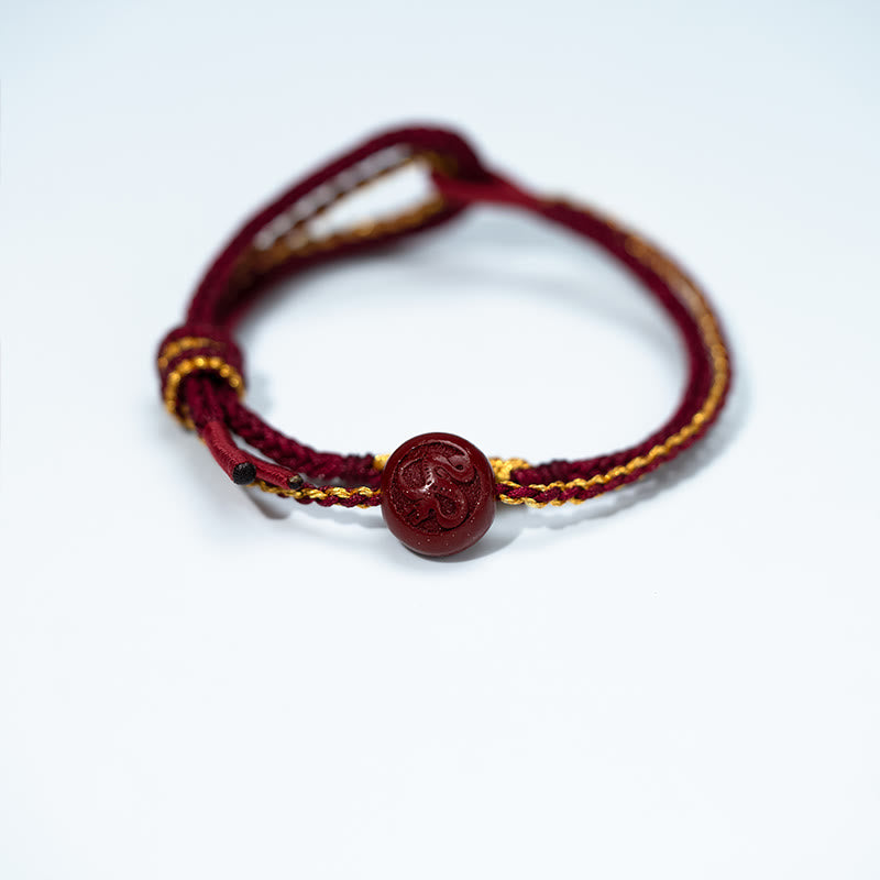 Bracelet de bénédiction tressé à huit brins en perles de cinabre et nœud en fleur de pêcher, Buddha Stones - image 2