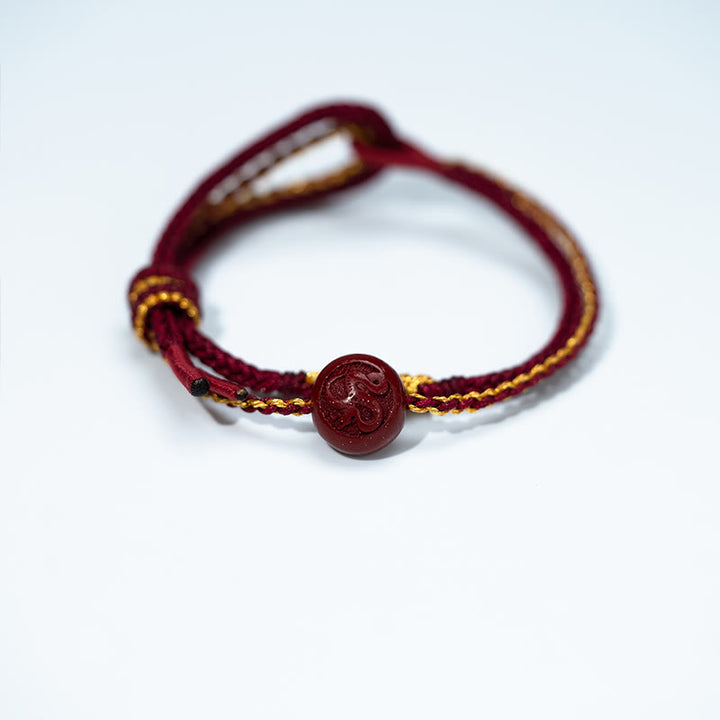 Bracelet de bénédiction tressé à huit brins en perles de cinabre et nœud en fleur de pêcher, Buddha Stones - image 2