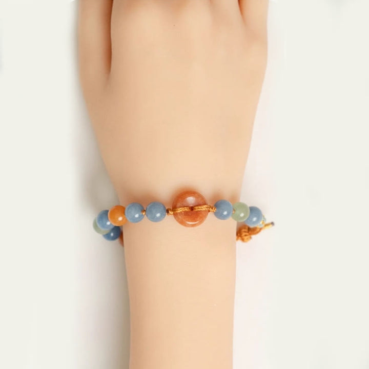Bracelet de guérison avec boucle de paix en aventurine colorée et Buddha Stones - image 5