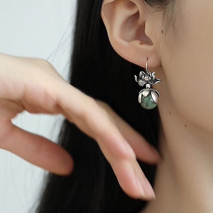 Boucles d'oreilles Buddha Stones Lotus Perles rondes en cuivre Éveil - image 9
