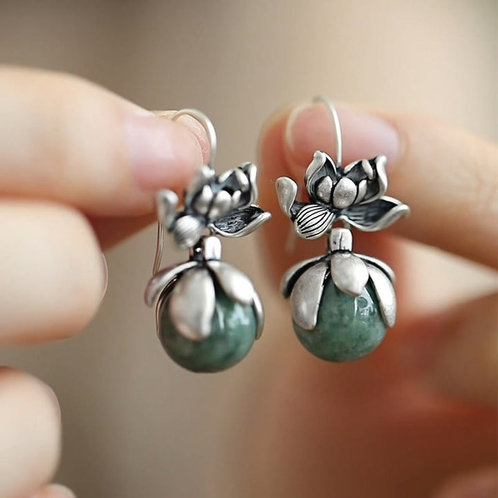 Boucles d'oreilles Buddha Stones Lotus Perles rondes en cuivre Éveil - Lotus (poteaux en cuivre) - image 1