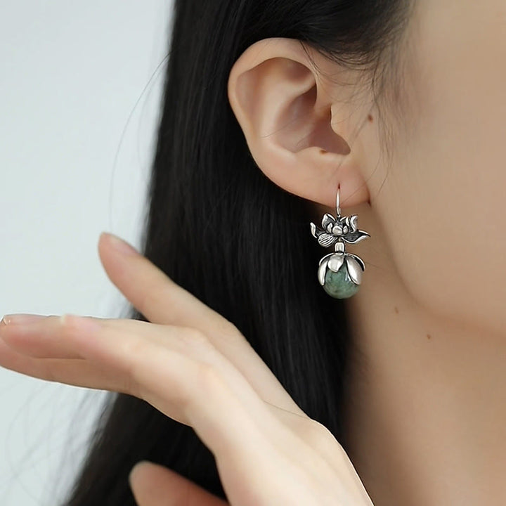 Boucles d'oreilles Buddha Stones Lotus Perles rondes en cuivre Éveil - image 4
