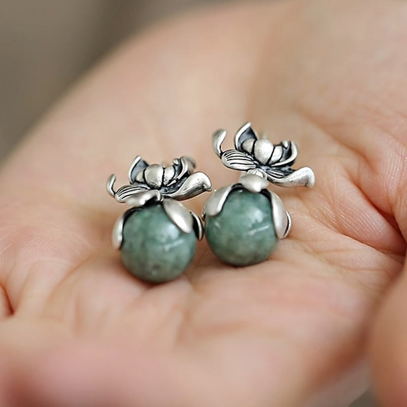 Boucles d'oreilles Buddha Stones Lotus Perles rondes en cuivre Éveil - image 3