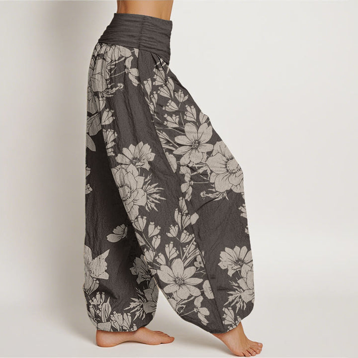 Pantalon Buddha Stones de pivoine et taille élastique pour femme