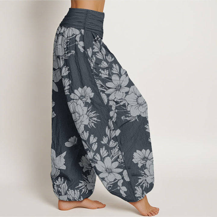 Pantalon Buddha Stones de pivoine et taille élastique pour femme