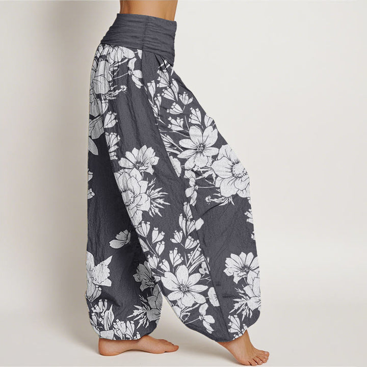 Pantalon Buddha Stones de pivoine et taille élastique pour femme - image 1