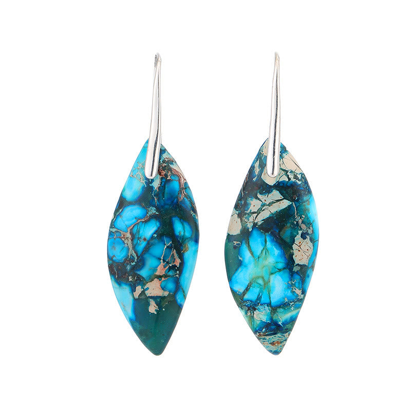 Boucles d'oreilles en forme de feuille et de goutte d'eau en pierre naturelle de l'empereur Buddha Stones - image 8