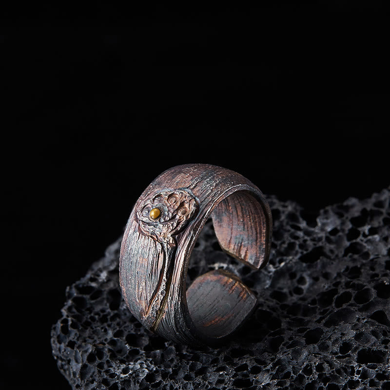 Bague Lotus Balance en argent sterling 999 avec Buddha Stones - 62,5-65 mm - image 1