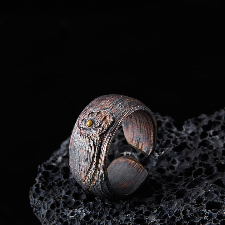 Bague Lotus Balance en argent sterling 999 avec Buddha Stones - 62,5-65 mm - image 1