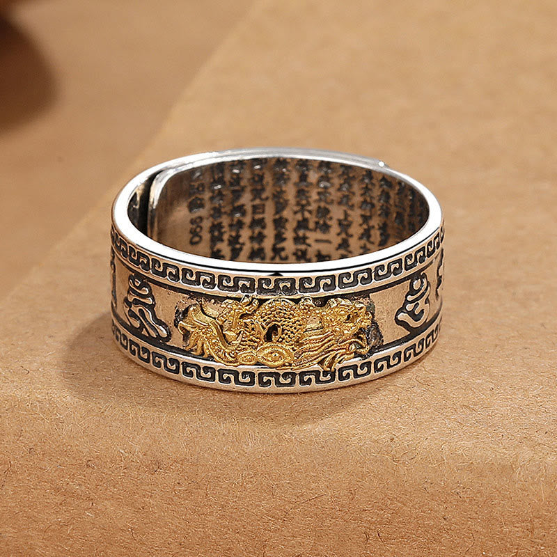 Bague en cuivre avec Buddha Stones et motif dragon et Sutra du cœur - image 4