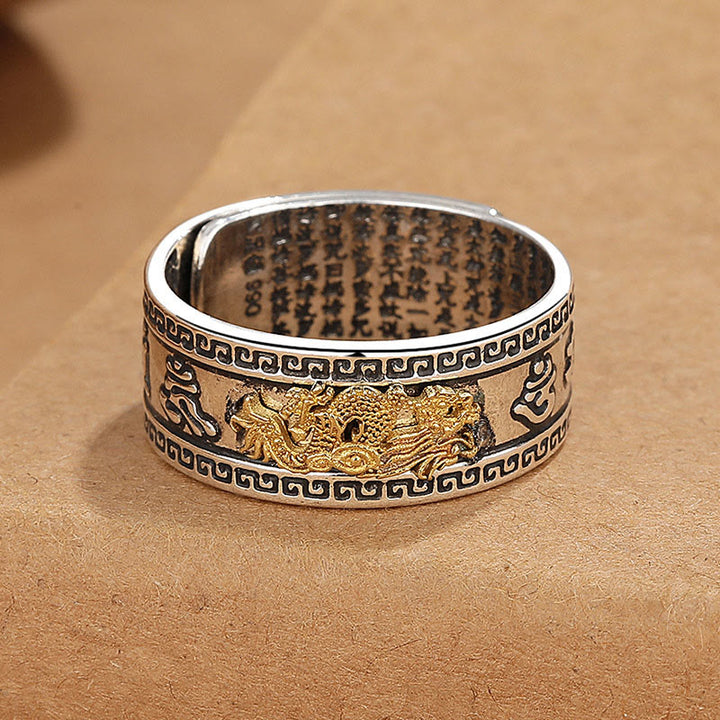 Bague en cuivre avec Buddha Stones et motif dragon et Sutra du cœur - image 4