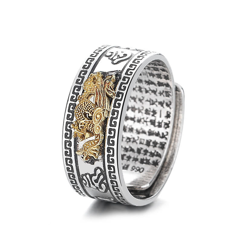 Bague en cuivre avec Buddha Stones et motif dragon et Sutra du cœur - image 5