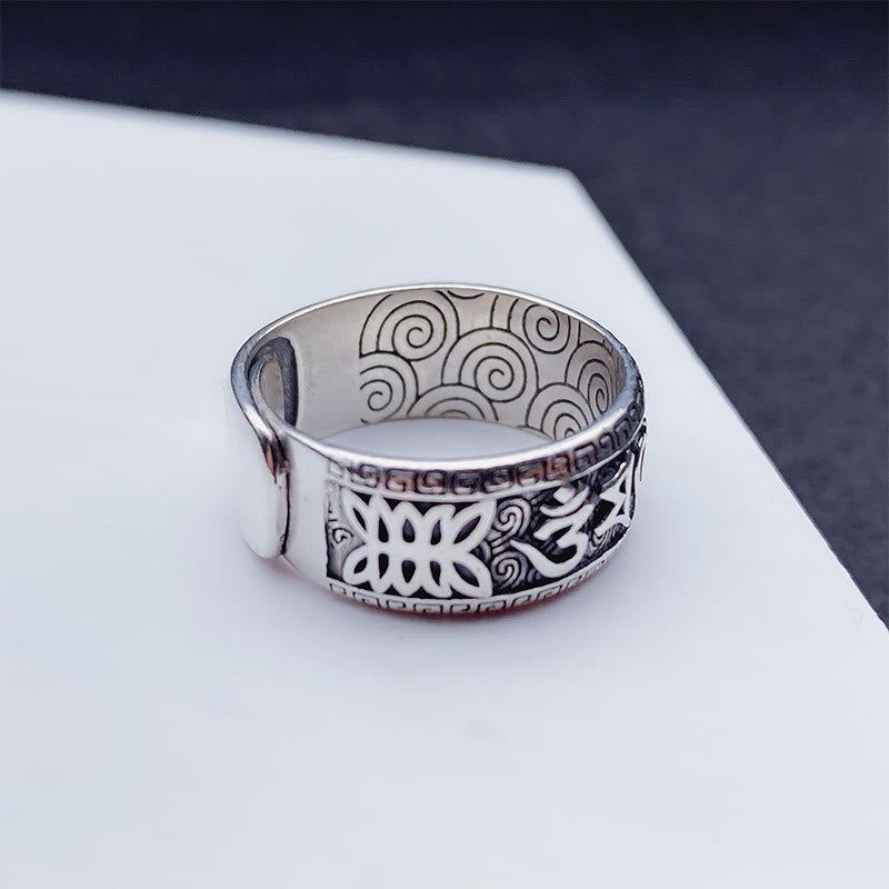 Bague de richesse réglable en cuivre Buddha Stones Om Mani Padme Hum - image 9