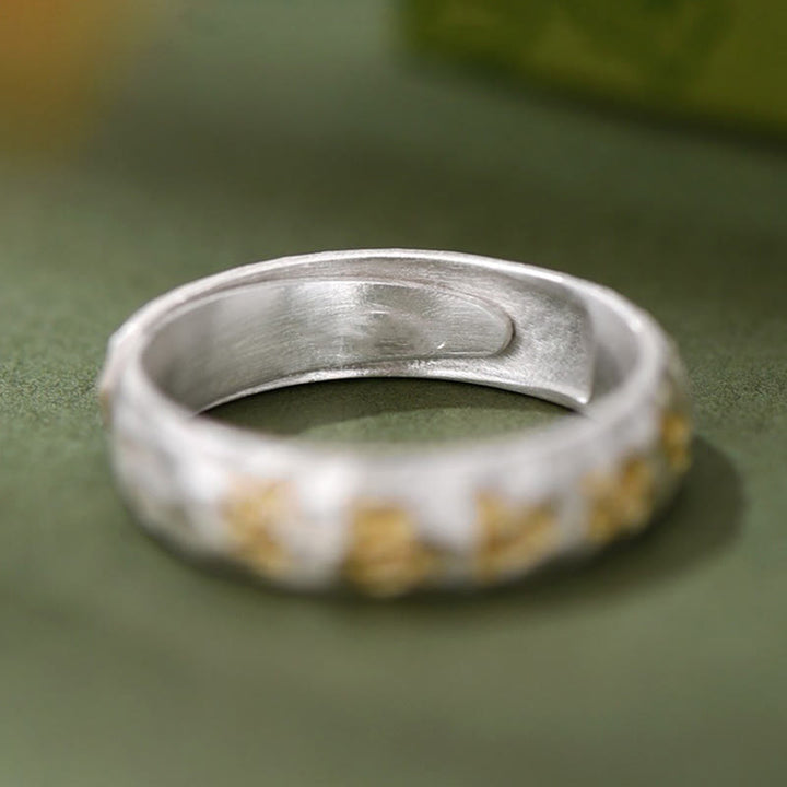 Bague de richesse en argent plaqué cuivre avec motif marteau et Buddha Stones Om Mani Padme Hum - image 4