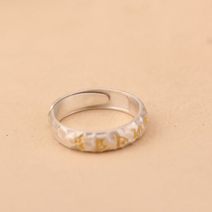 Bague de richesse en argent plaqué cuivre avec motif marteau et Buddha Stones Om Mani Padme Hum - image 17
