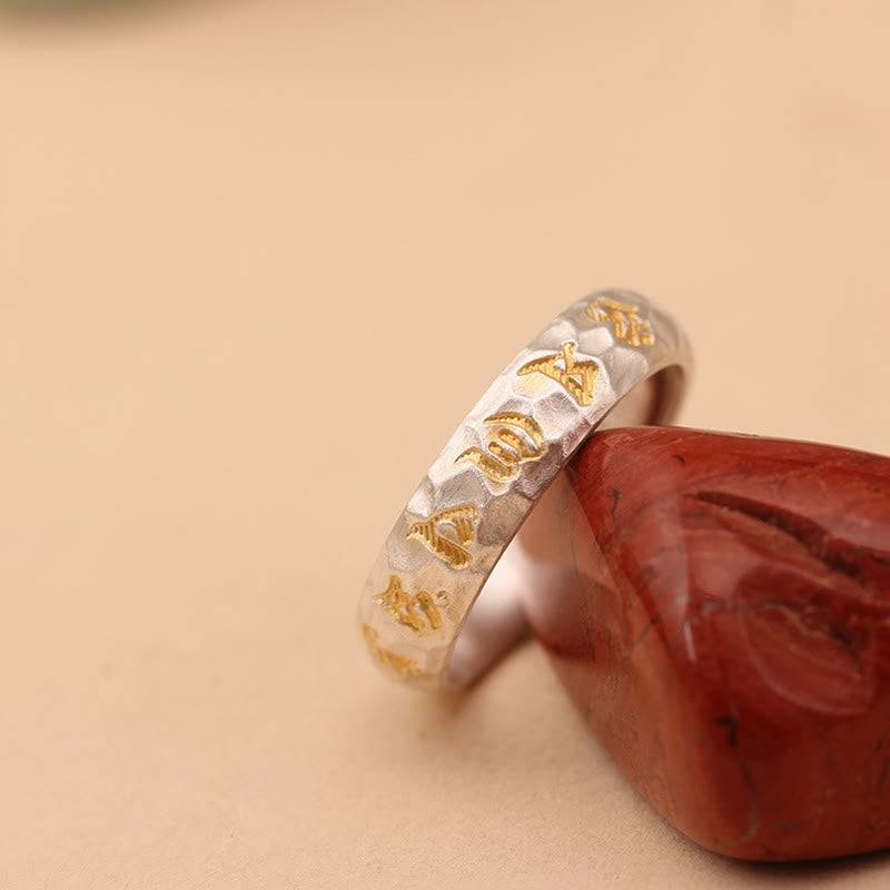 Bague de richesse en argent plaqué cuivre avec motif marteau et Buddha Stones Om Mani Padme Hum - image 13