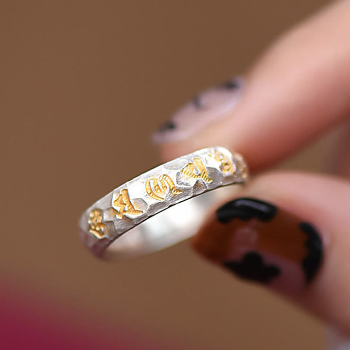 Bague de richesse en argent plaqué cuivre avec motif marteau et Buddha Stones Om Mani Padme Hum - image 18