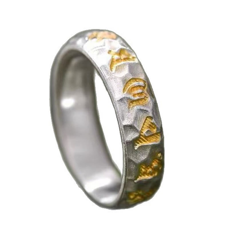 Bague de richesse en argent plaqué cuivre avec motif marteau et Buddha Stones Om Mani Padme Hum - image 19