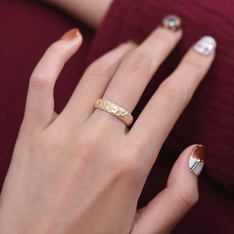 Bague de richesse en argent plaqué cuivre avec motif marteau et Buddha Stones Om Mani Padme Hum - image 21