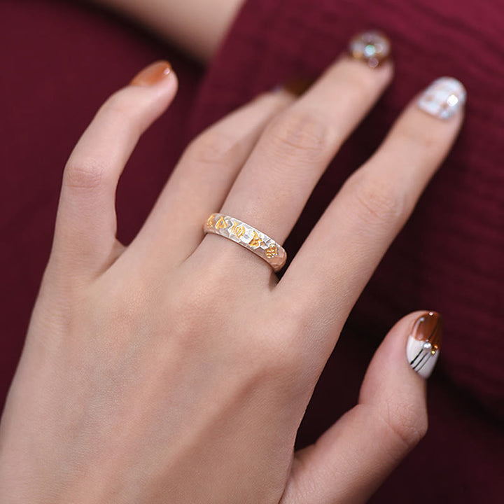Bague de richesse en argent plaqué cuivre avec motif marteau et Buddha Stones Om Mani Padme Hum - image 21