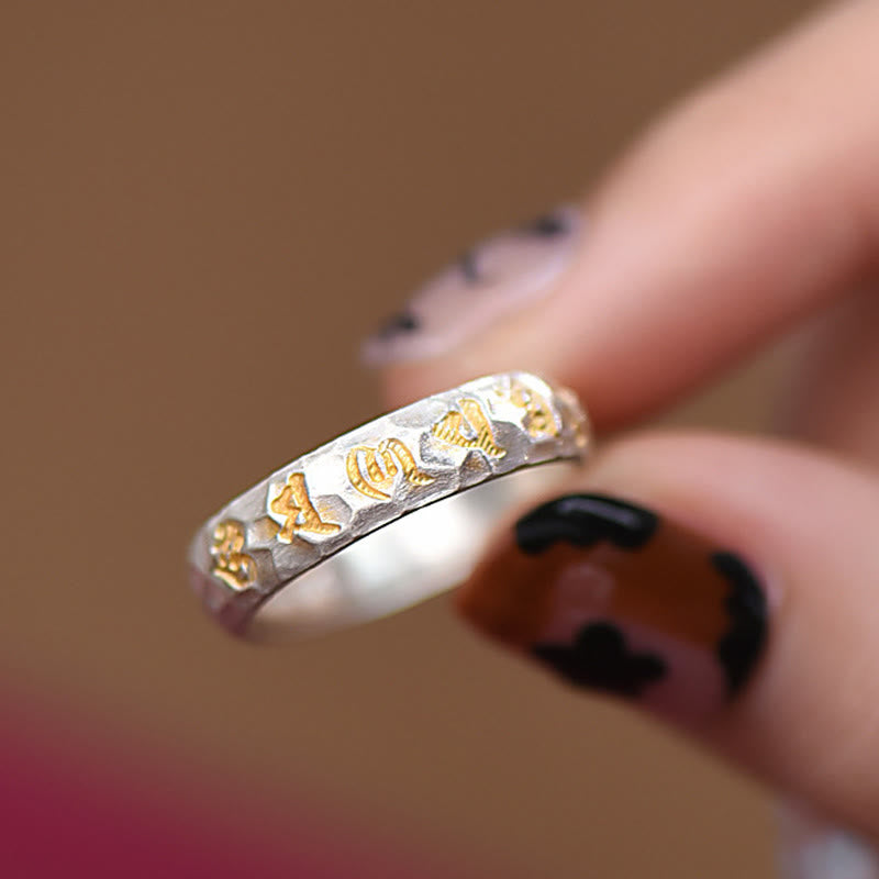 Bague d'équilibre en argent sterling 999 avec Buddha Stones et motif marteau Om Mani Padme Hum - image 10