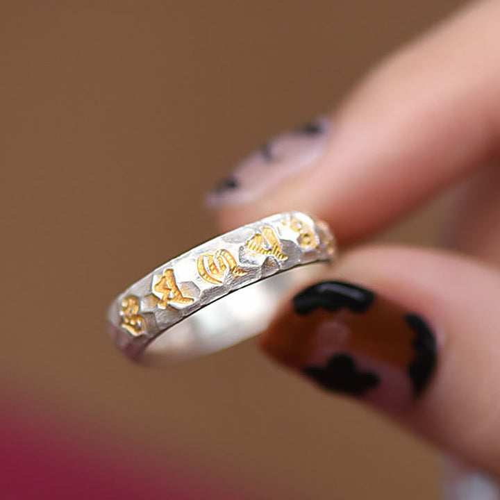 Bague d'équilibre en argent sterling 999 avec Buddha Stones et motif marteau Om Mani Padme Hum - image 10