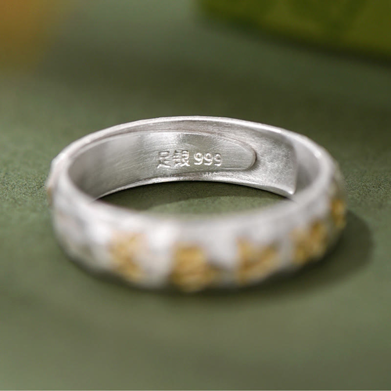 Bague d'équilibre en argent sterling 999 avec Buddha Stones et motif marteau Om Mani Padme Hum - image 9