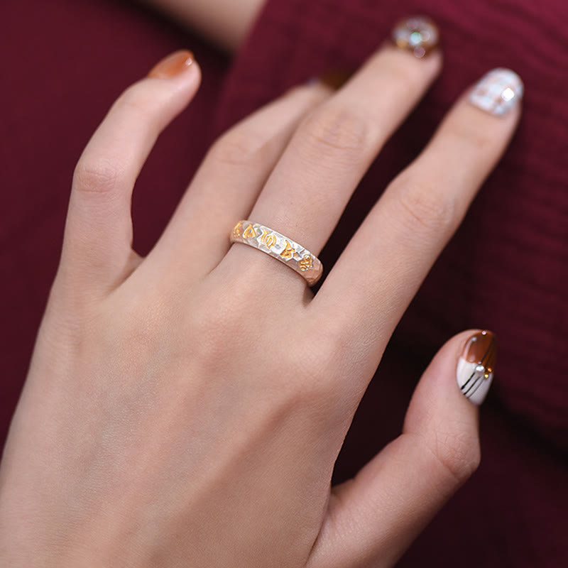 Bague d'équilibre en argent sterling 999 avec Buddha Stones et motif marteau Om Mani Padme Hum - image 13