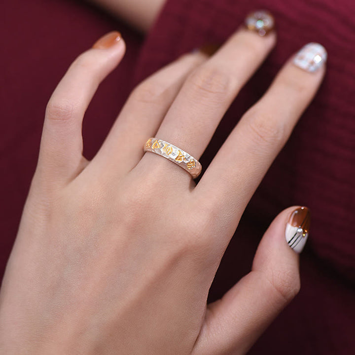 Bague d'équilibre en argent sterling 999 avec Buddha Stones et motif marteau Om Mani Padme Hum - image 13