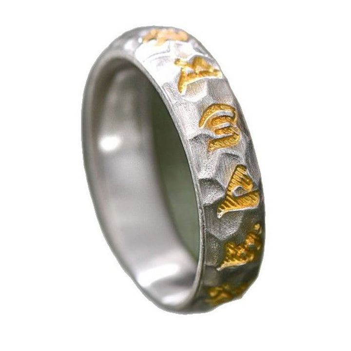 Bague d'équilibre en argent sterling 999 avec Buddha Stones et motif marteau Om Mani Padme Hum - image 12