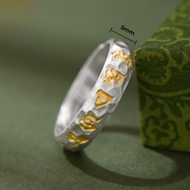 Bague d'équilibre en argent sterling 999 avec Buddha Stones et motif marteau Om Mani Padme Hum - image 10