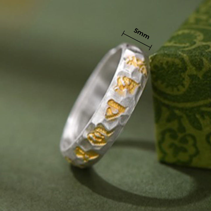 Bague d'équilibre en argent sterling 999 avec Buddha Stones et motif marteau Om Mani Padme Hum - image 10