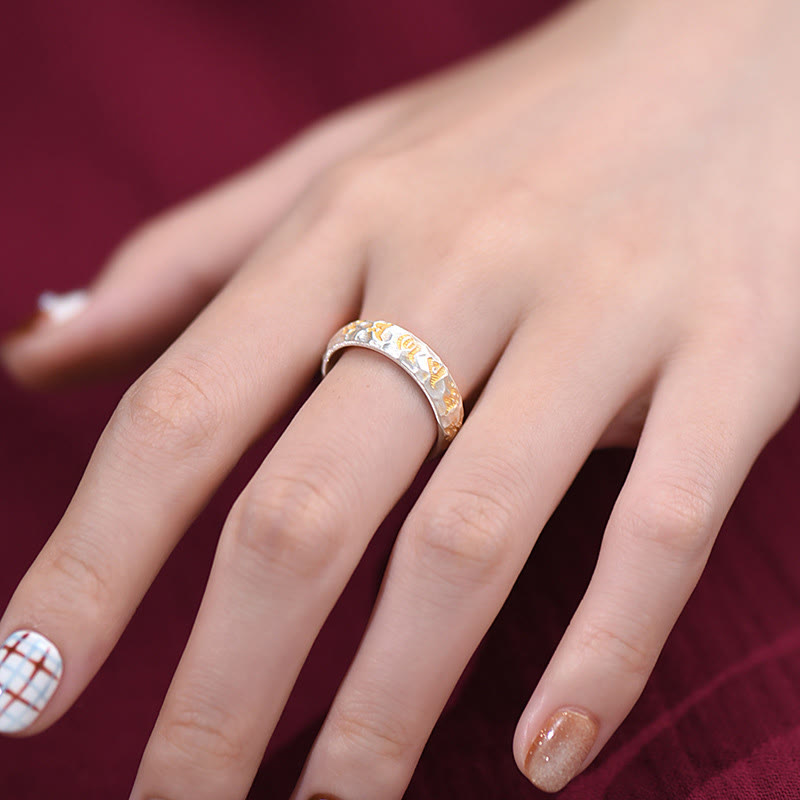 Bague d'équilibre en argent sterling 999 avec Buddha Stones et motif marteau Om Mani Padme Hum - image 12
