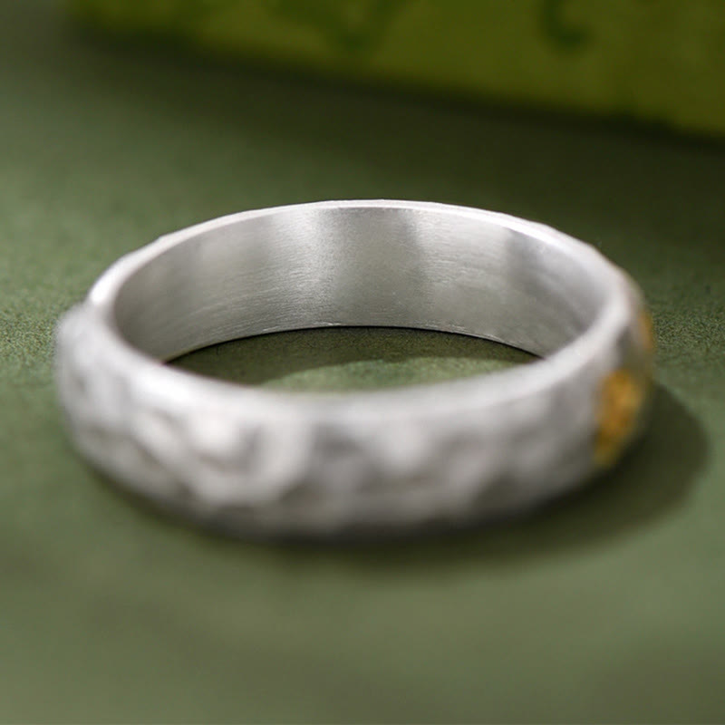 Bague d'équilibre en argent sterling 999 avec Buddha Stones et motif marteau Om Mani Padme Hum - image 5