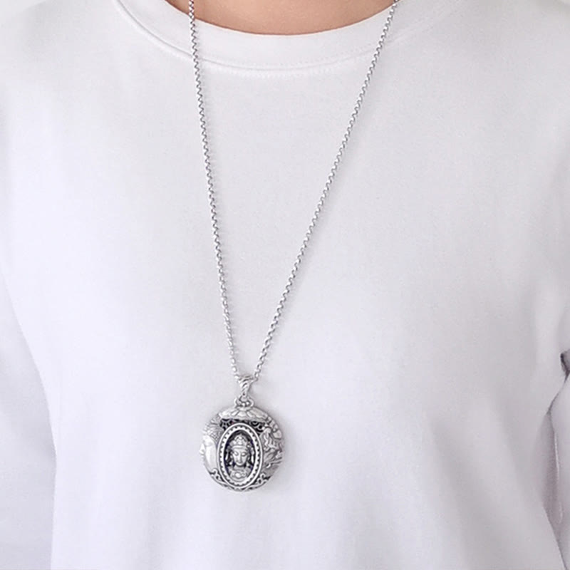 Buddha Stones Collier pendentif Sérénité en cuivre avec motif Bouddha et diable - image 3