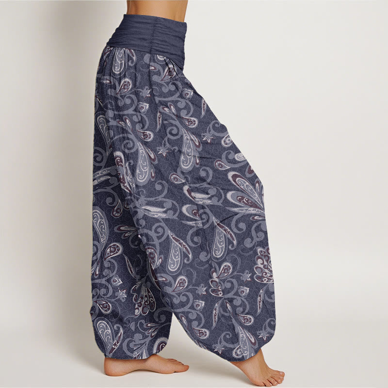 Pantalon sarouel décontracté en pur coton avec motif de pétales de fleurs et Buddha Stones pour femme, taille élastique - image 7