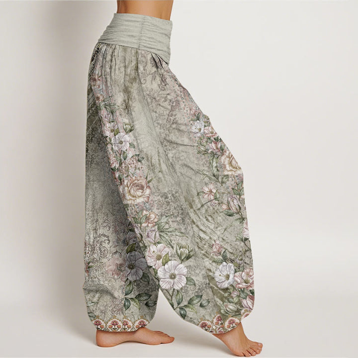 Pantalon sarouel à taille élastique pour femme, motif ethnique totem floral, pur coton, Buddha Stones