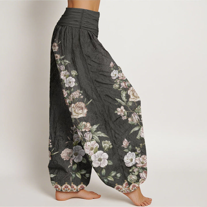Pantalon sarouel à taille élastique pour femme, motif ethnique totem floral, pur coton, Buddha Stones
