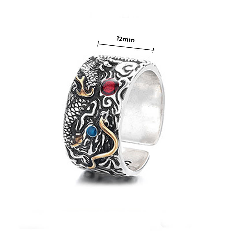 Bague d'équilibre en argent plaqué cuivre à motif dragon vintage Buddha Stones - image 5