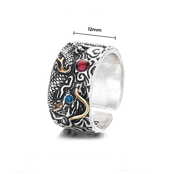 Bague d'équilibre en argent plaqué cuivre à motif dragon vintage Buddha Stones - image 5