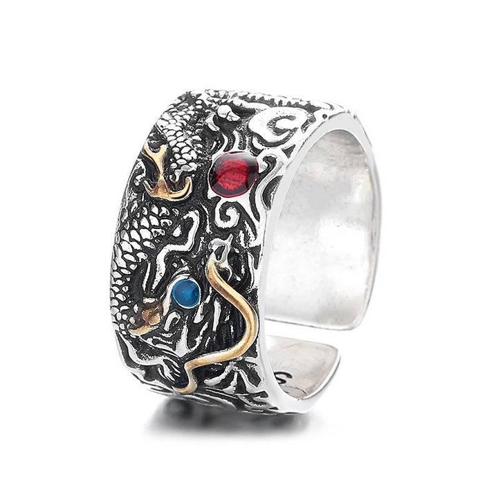 Bague d'équilibre en argent plaqué cuivre à motif dragon vintage Buddha Stones - image 6