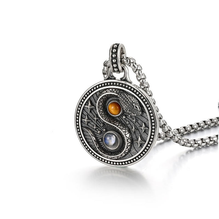 Collier pendentif en cuivre avec symbole Yin Yang et Buddha Stones - image 4