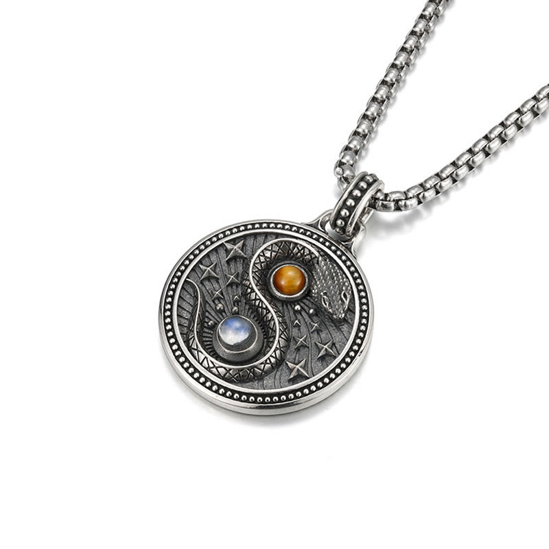 Collier pendentif en cuivre avec symbole Yin Yang et Buddha Stones - image 2