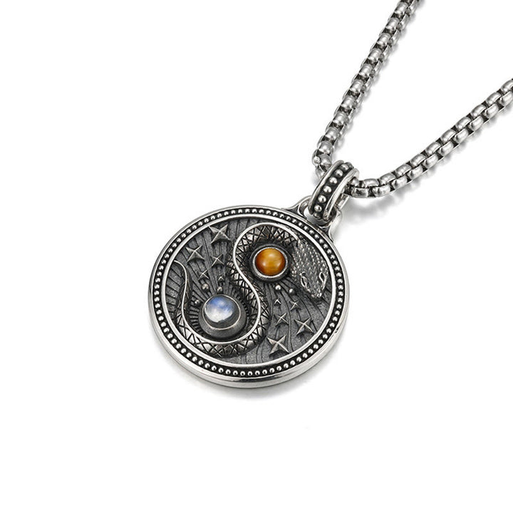 Collier pendentif en cuivre avec symbole Yin Yang et Buddha Stones - image 2
