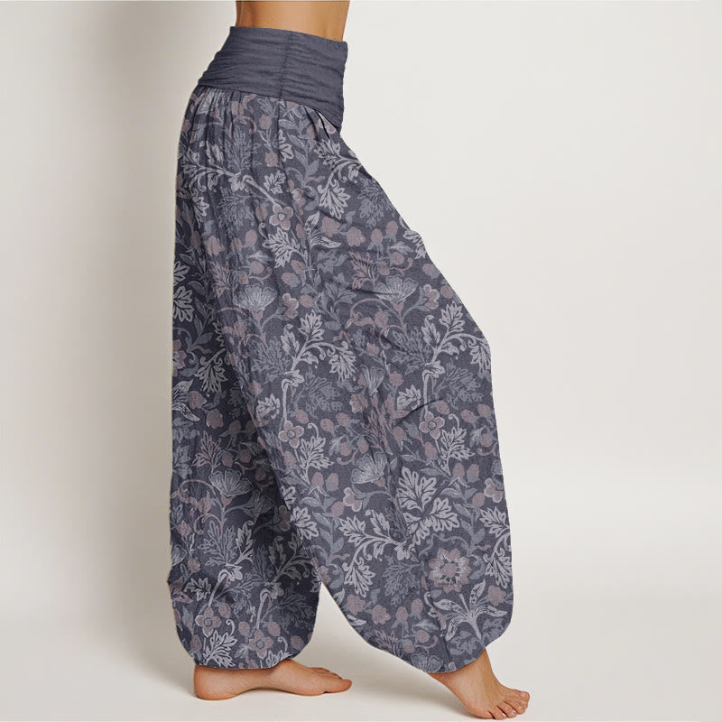 Pantalon Buddha Stones décontracté en pur coton avec motif de fleurs et de feuilles de vigne pour femme, taille élastique - image 10