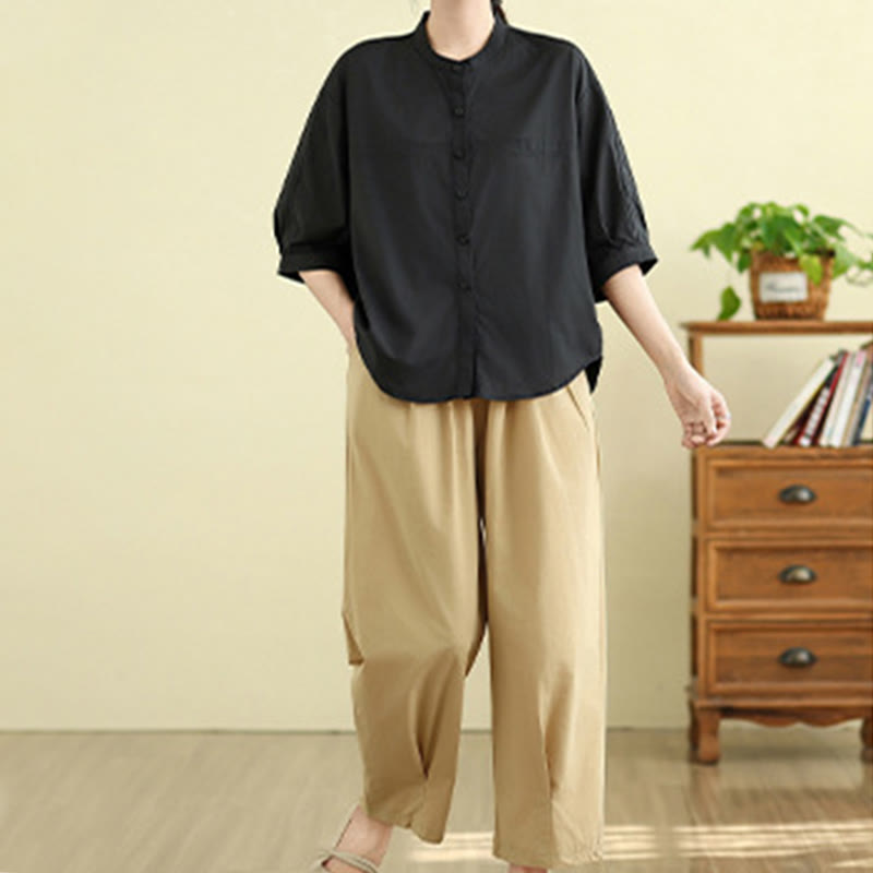 Ensemble 2 pièces pour femme, chemise à manches trois-quarts et sarouel, vêtements de méditation, motif Buddha Stones - image 25