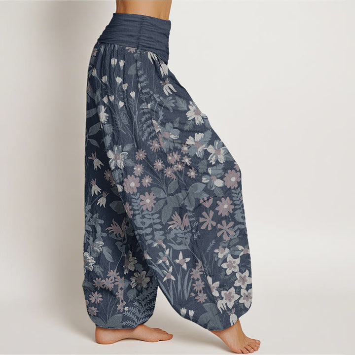 Pantalon Buddha Stones de marguerites et de feuilles pour femme, taille élastique